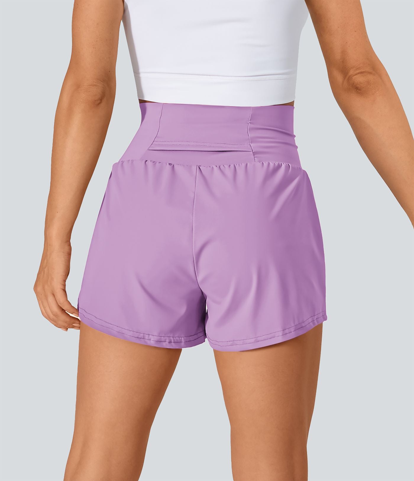 Short 7,5cm Yoga 2 en 1 Super Taille Haute Poches Arrière Poches Cachées Latérales