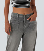 Halara Flex™ Jean coupe droite décontracté taille mi-haute avec poches