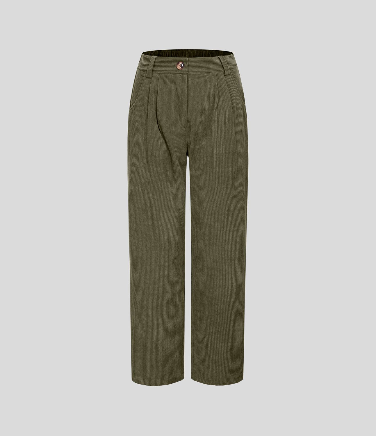 Pantalon en velours côtelé décontracté taille moyenne avec poches latérales