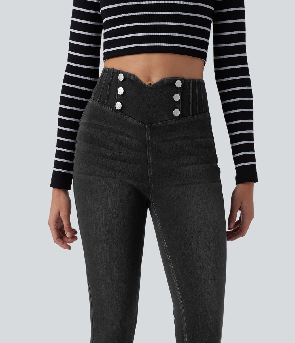 Legging 7/8 skinny en denim Halara Flex™ taille haute gainant avec poches