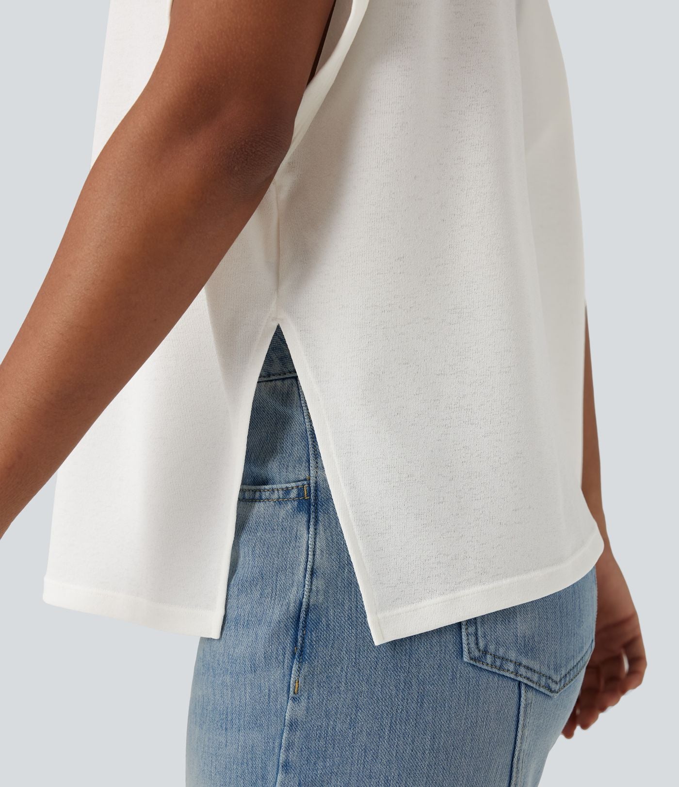 T-shirt col rond manches chauve-souris coupe décontractée