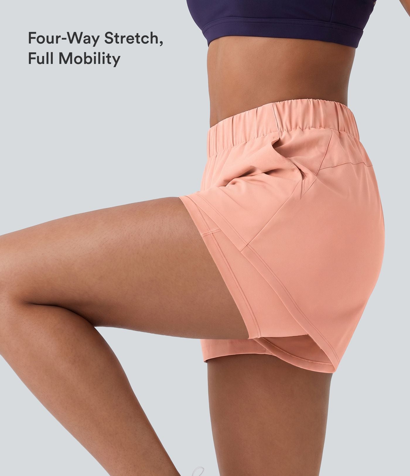 Short 7,5cm Casual à Taille Moyenne avec Ceinture Élastique Cordon de Serrage et Poches Latérales Ruchées
