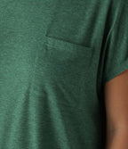 T-shirt Casual Relax à Col Rond Poche Poitrine Ourlet Fendu