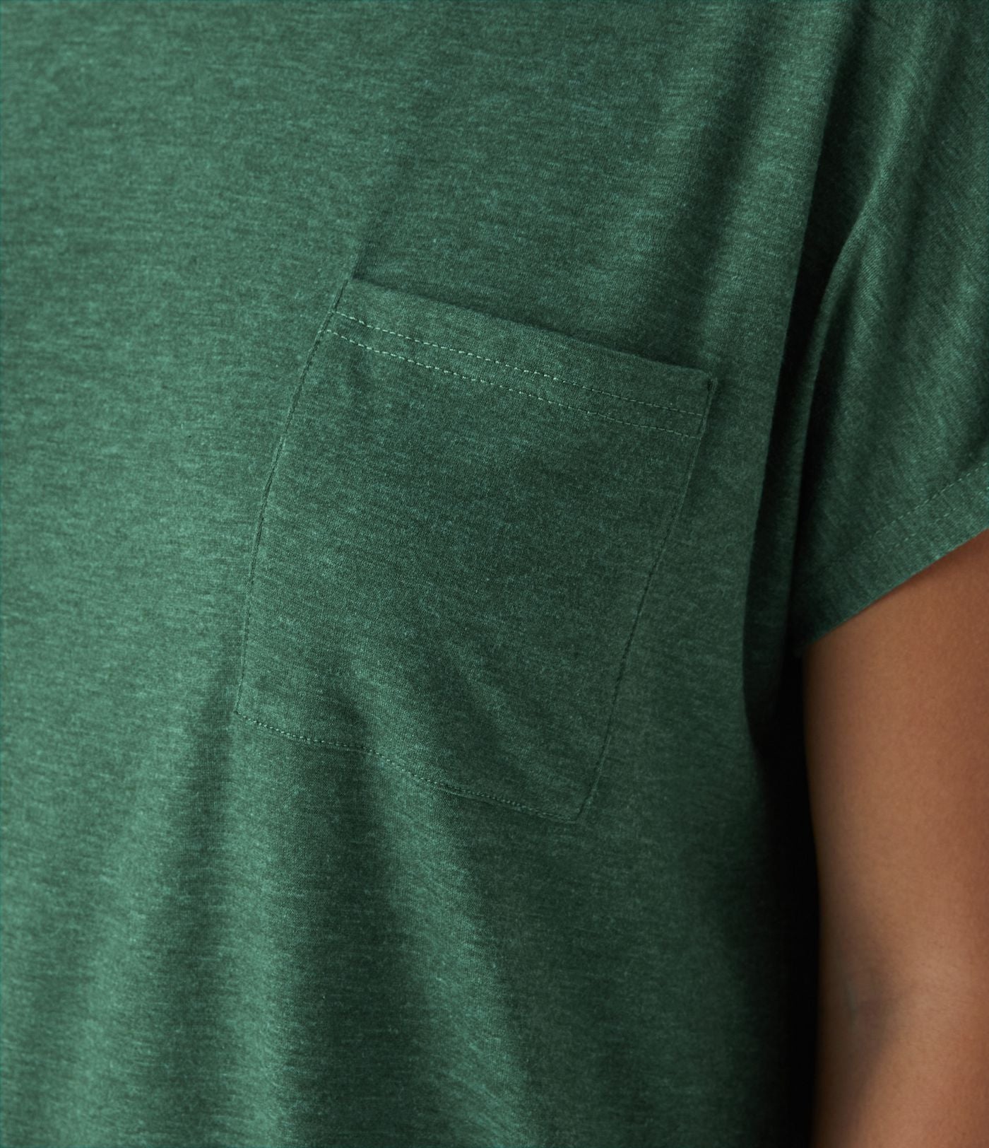 T-shirt Casual Relax à Col Rond Poche Poitrine Ourlet Fendu