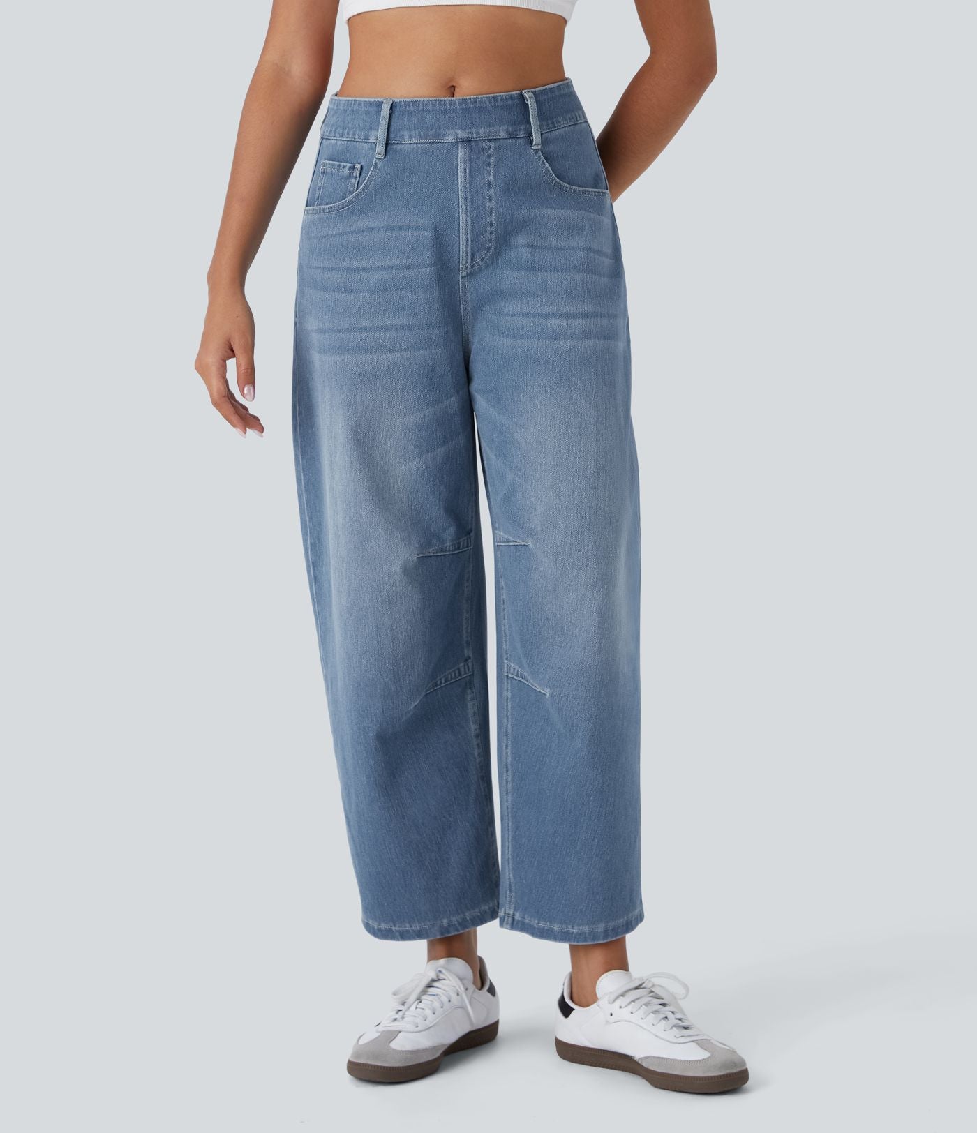 Jean Barrel 7/8 décontracté taille mi-haute avec poches Halara Flex™