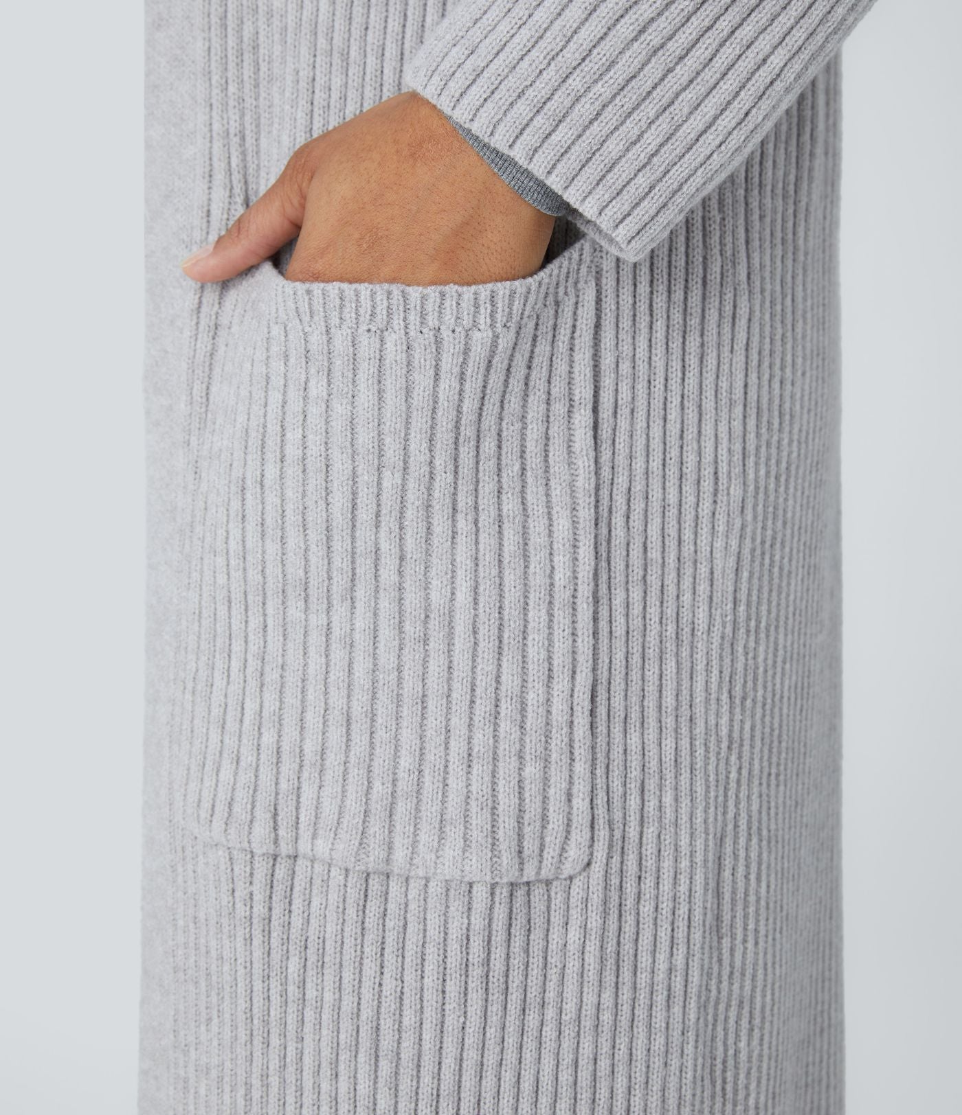 Cardigan long casual à capuche, manches longues et poches