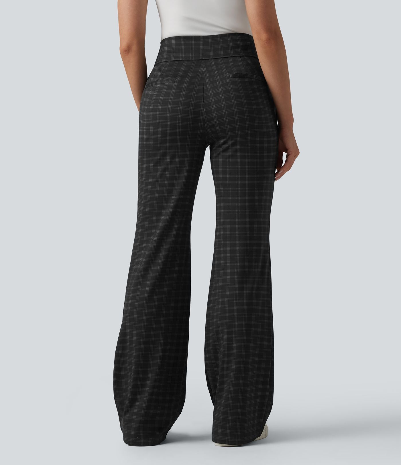 Halara Flex™ Pantalon tailleur évasé taille mi-haute à carreaux avec poches