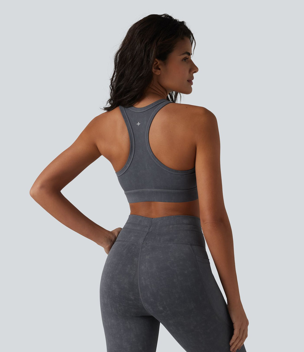 Brassière de sport col U dos nageur maintien léger