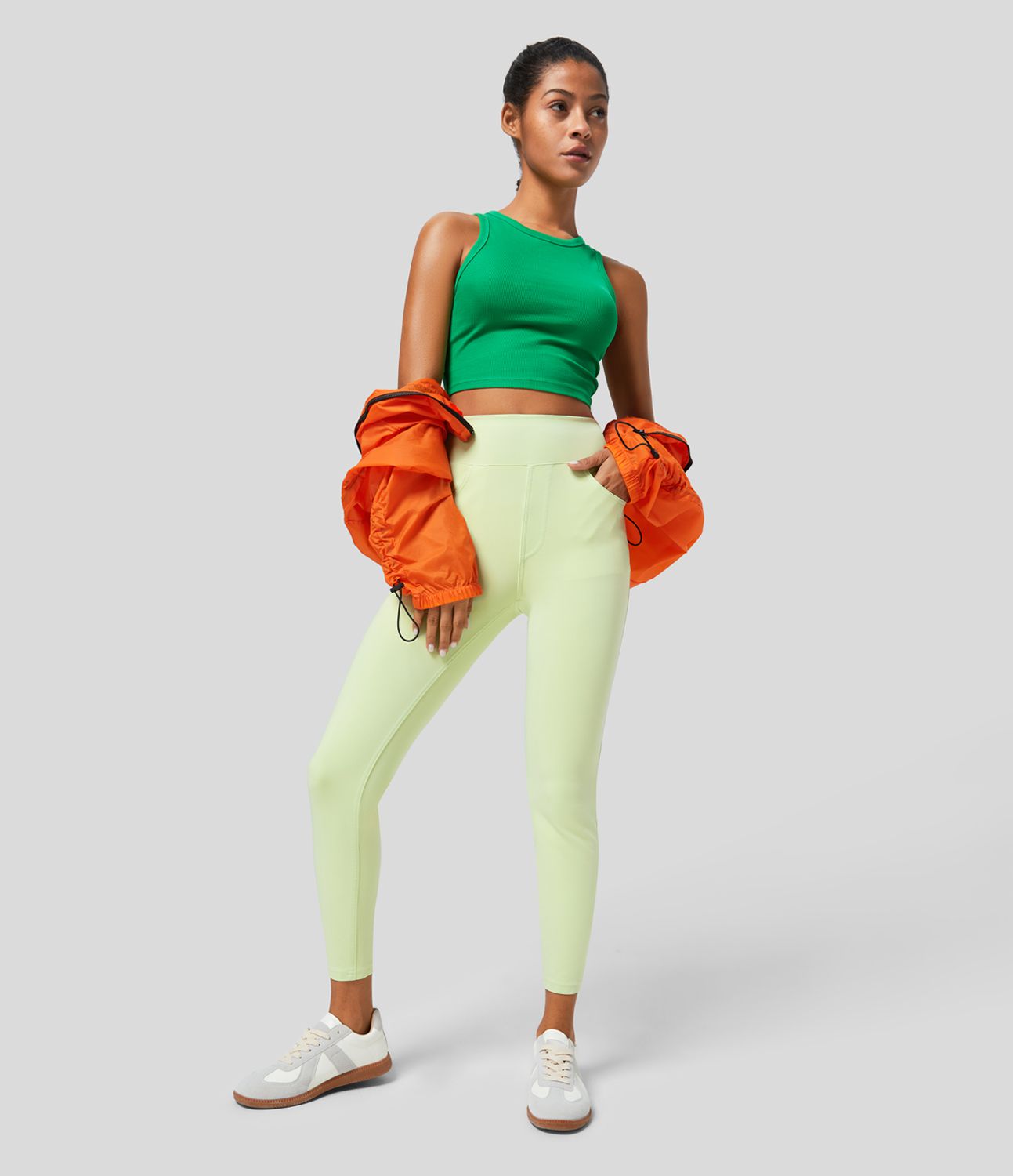Halara Flex™ Jegging Casual 7/8 Tricot Extensible Coloré avec Taille Haute et Multiples Poches