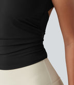 Débardeur de yoga SoftlyZero™ Airy col bateau ajouré froncé effet frais InstantCool avec brassière intégrée