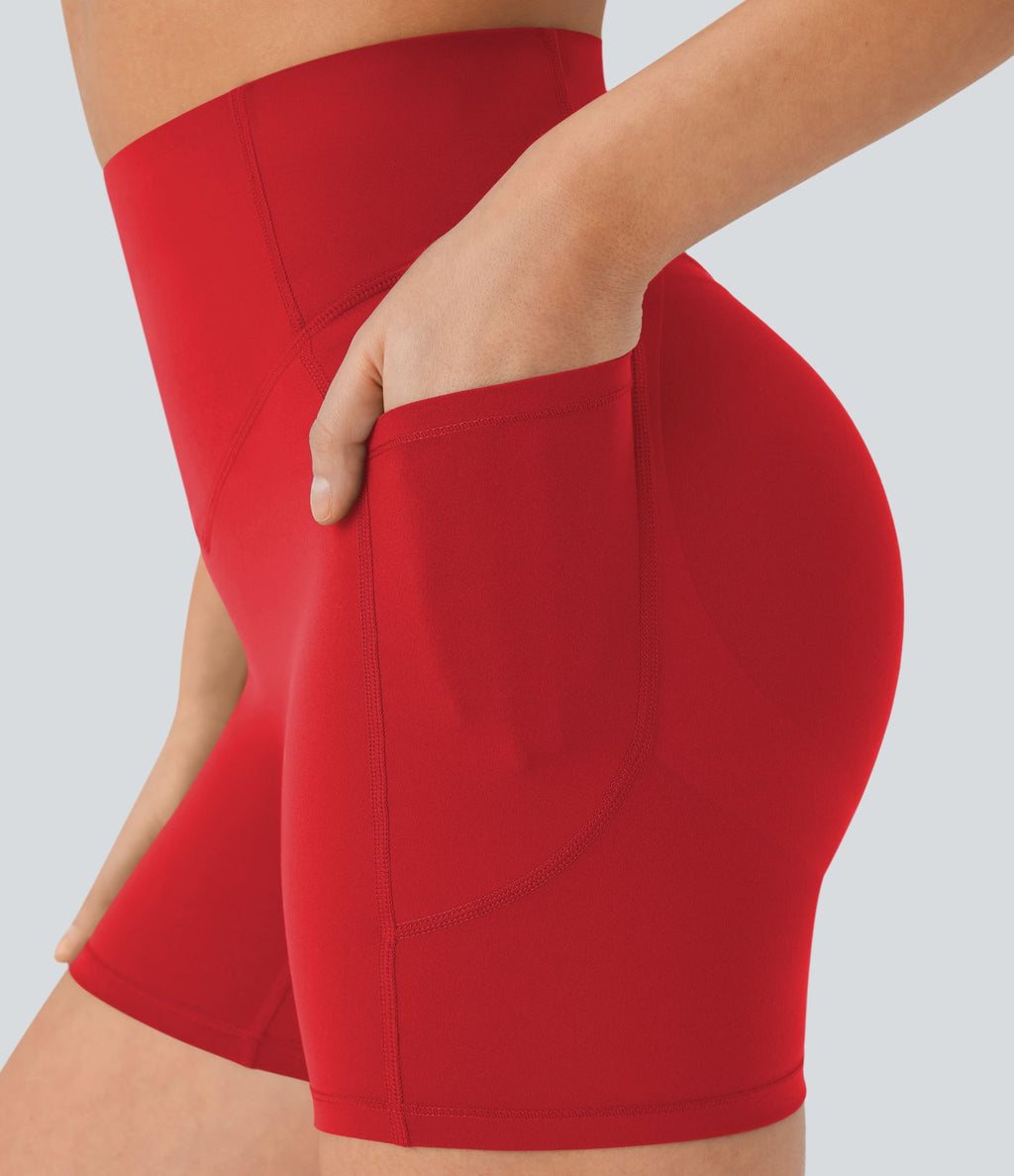 Short cycliste 12,5 cm d'entraînement gainant galbant taille haute avec effet scrunch et poches Halara UltraSculpt™