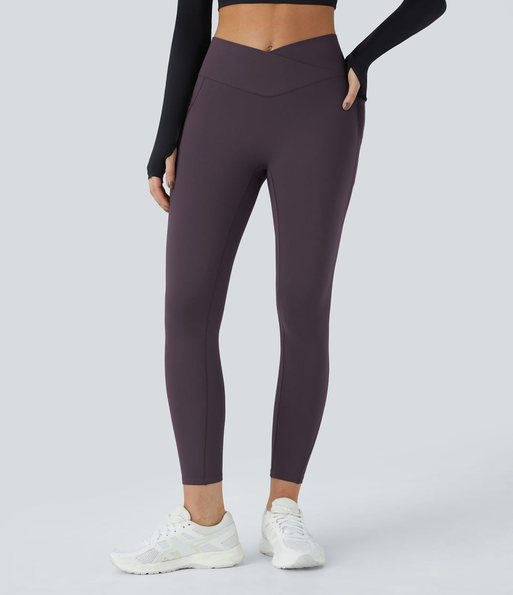 Softlyzero™ Polaire Legging Yoga à Taille Haute Thermique Croisée avec Poches Latérales