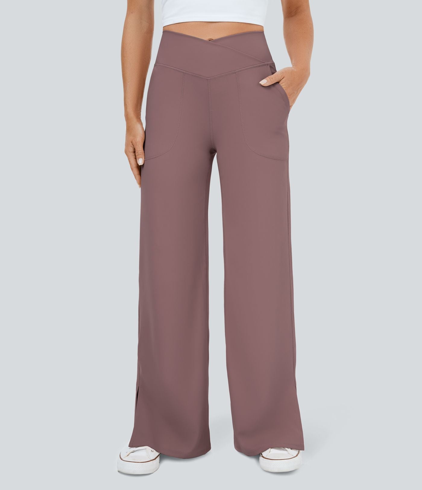 Pantalon yoga large croisé avec ourlet et poches DayStretch - Smile