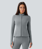 Veste d'équitation ajustée Softlyzero™ avec col montant, passe-pouces, poches, plis et fermeture éclair - Protection UPF50+