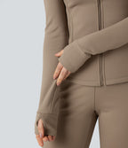 Veste d'entraînement polaire manches longues avec trous pouces et poches