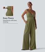 Combinaison décontractée à col en V avec soutien-gorge intégré et poches - Easy Peasy