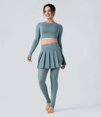 Legging à jupe étrier danse Breezeful™ 2-en-1 taille haute plissé résille contrastante séchage rapide avec poches