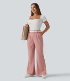 Halara Flex™ Pantalon tailleur évasé gaufré taille haute avec poches