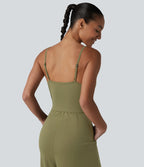 Combinaison décontractée à col en V avec soutien-gorge intégré et poches - Easy Peasy