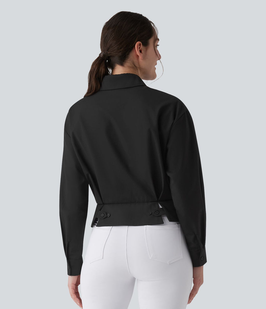 Chemise tailleur col manches longues taille cintrée ajustable