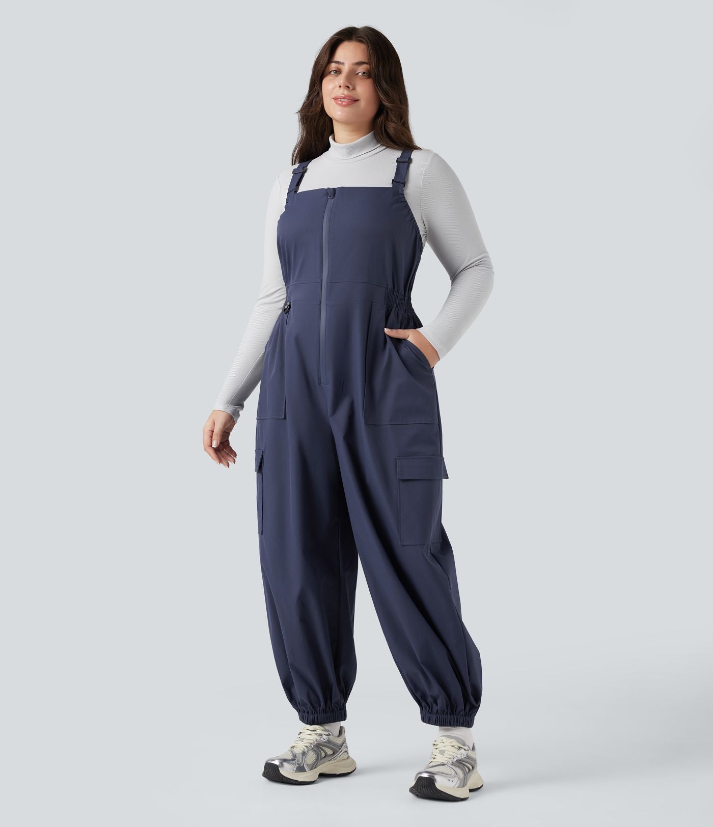 Salopette de randonnée grande taille déperlante résistante à l'usure avec poches zippées
