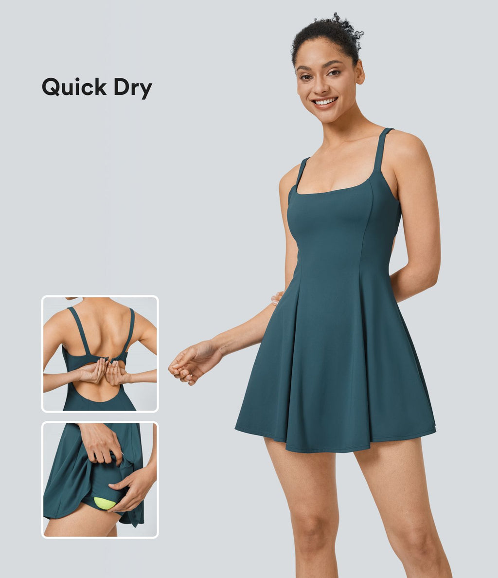 Softlyzero™ QuickDry Robe Sport de Tennis Mini 2-en-1 à Dos Nu avec Découpe et Poches