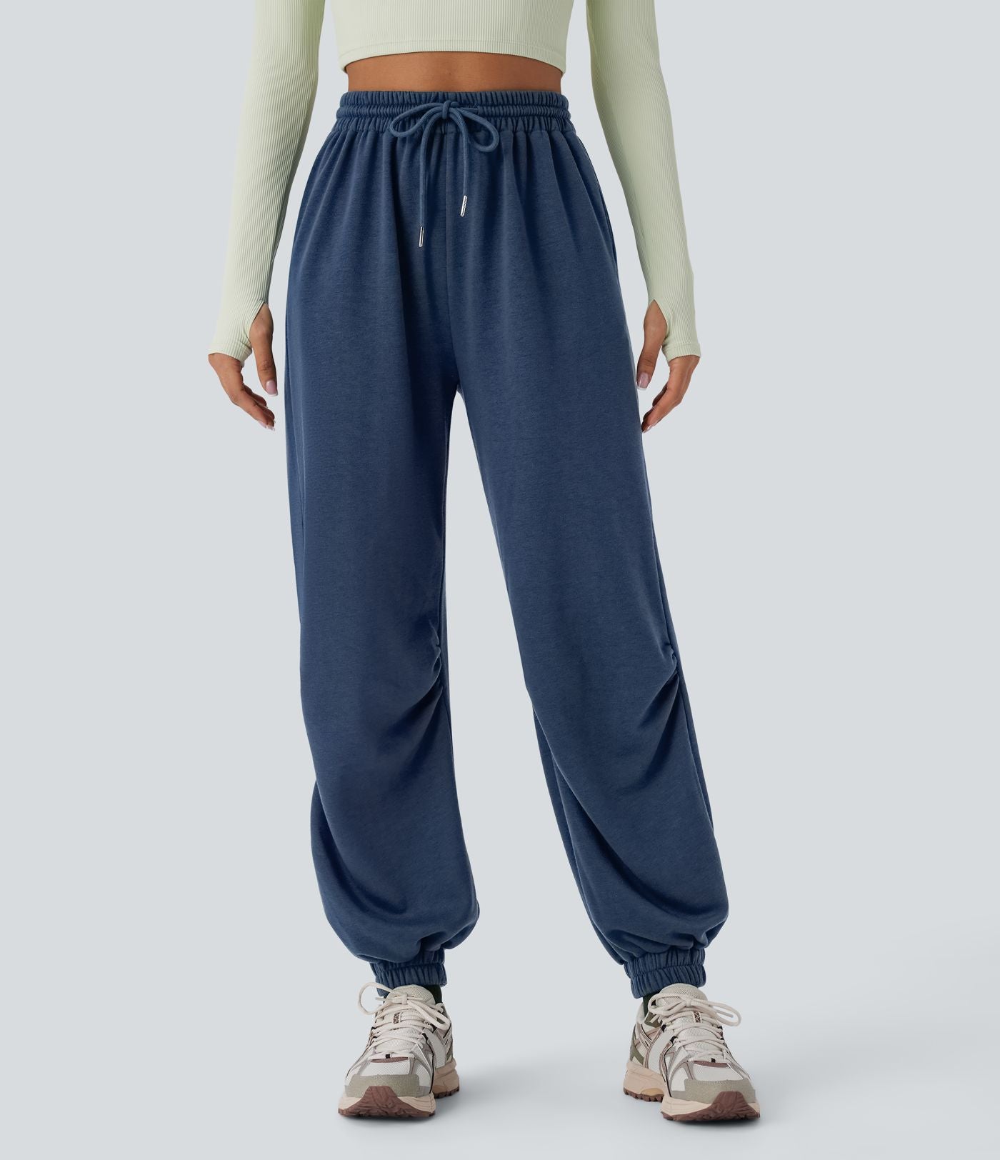 Jogging de running taille haute avec poches et cordon de serrage