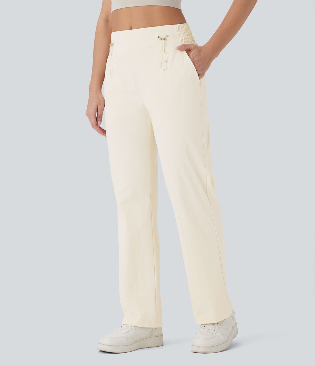Pantalon décontracté résistant à l'usure, taille moyenne, cordon ajustable, poches latérales et coupe droite