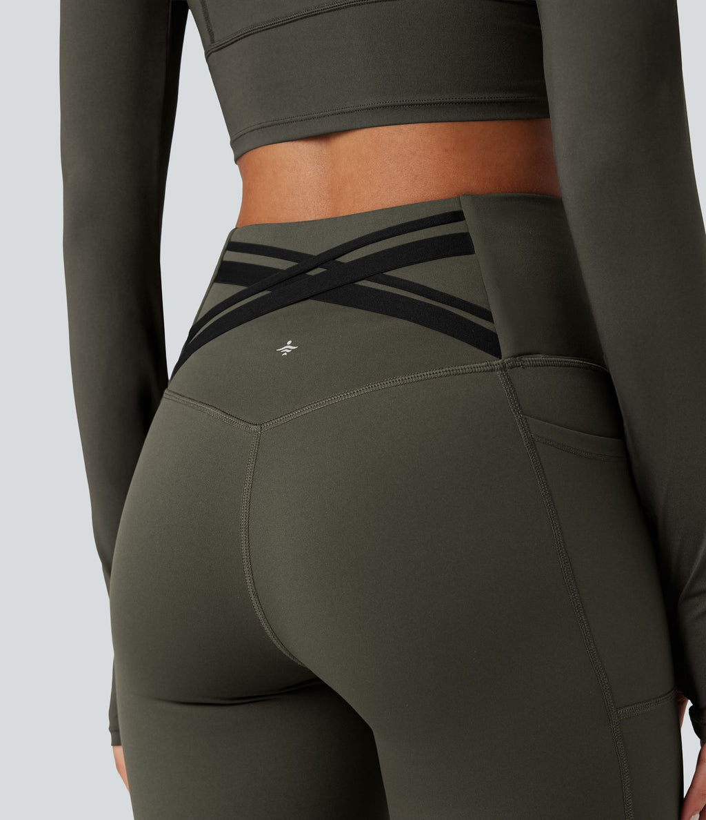 Legging running polaire thermique gainant croisé dos taille haute Halara UltraSculpt™ Heat avec poches