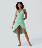 Robe de Plage Fines bretelles croisée dos nu effet portefeuille effet frais InstantCool
