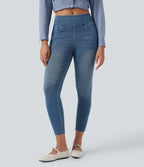 Leggings 7/8 décontractés en denim taille haute avec poches Halara Flex™
