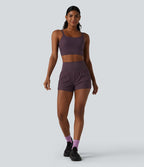 SoftlyZero™ Short de sport 2 en 1 taille haute en dentelle 7,5 cm avec poches