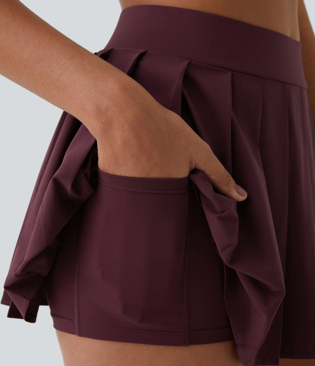 Breezeful™ Mini Jupe Soirée Plissée 2 en 1 Taille Haute Poche Latérale Boucle Réglable Séchage Rapide