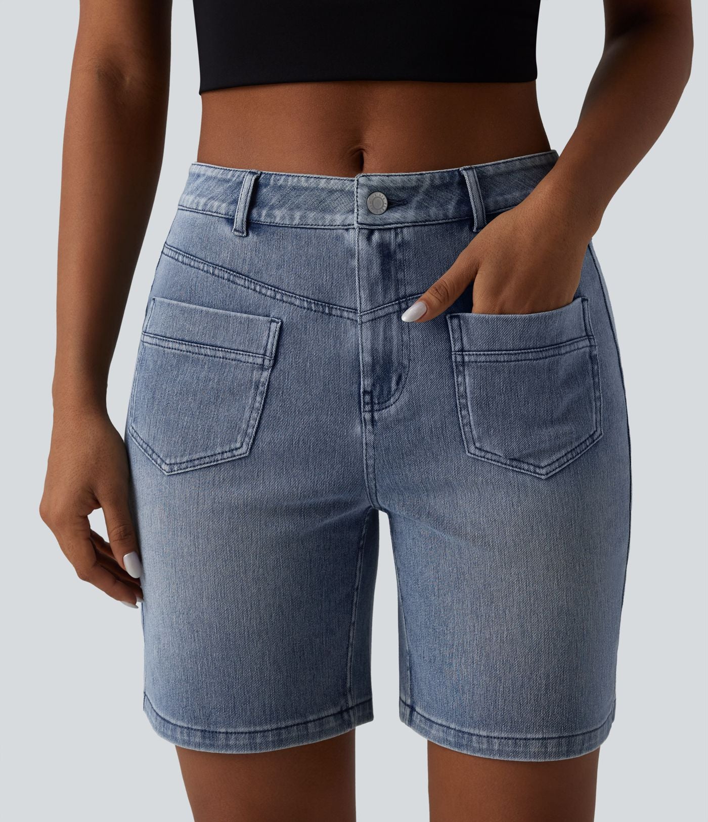 Short denim décontracté Halara Flex™ taille mi-haute 17,5 cm avec poches