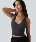 OneForm Seamless Flow Débardeur de yoga crop dos nu croisé décolleté en V profond avec soutien-gorge intégré