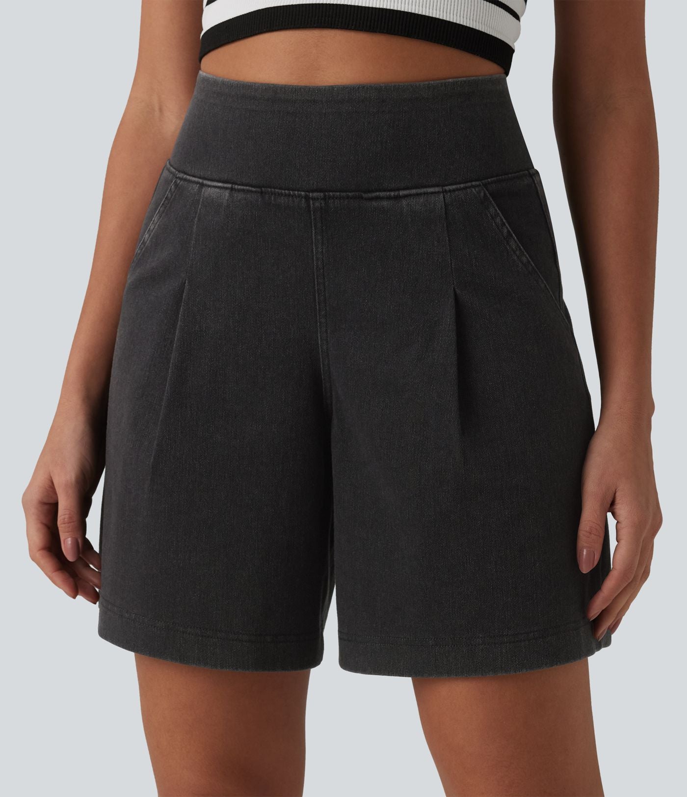 Halara Flex™ Short décontracté ample en jean taille haute 17,5 cm avec poches