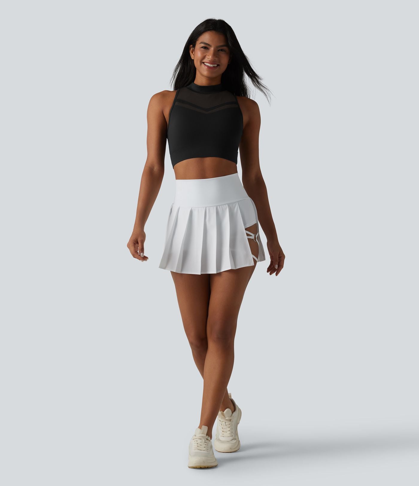Brassière de sport yoga SoftlyZero™ Airy dos nageur col cheminée mesh contrastant coques non amovibles effet frais InstantCool, protection solaire UPF50+