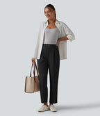 Halara Flex™ Pantalon tailleur fuselé taille haute en tissu gaufré avec poches