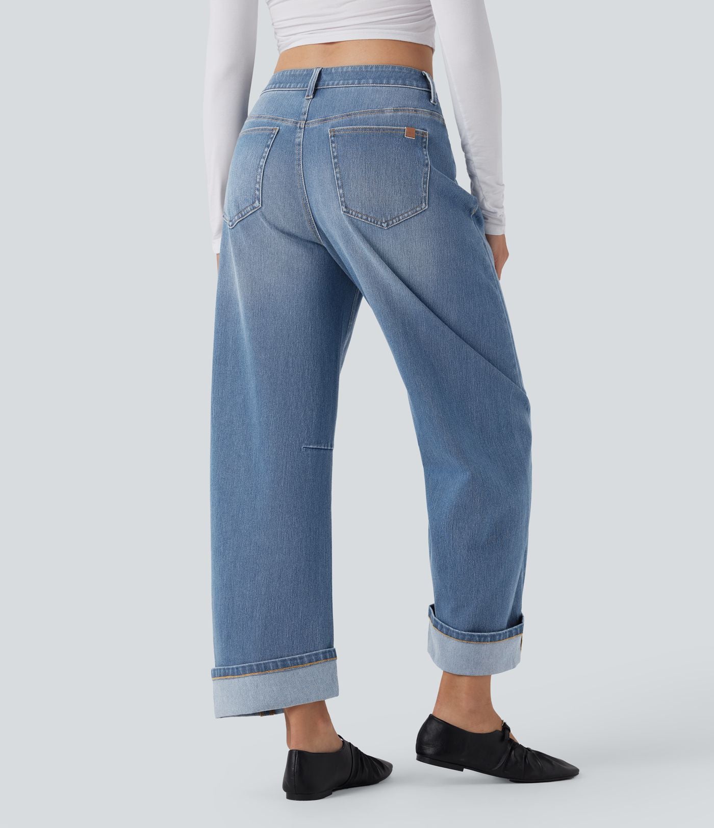 Jean Barrel Halara Flex™ taille mi-haute coupe tonneau effet délavé avec poches