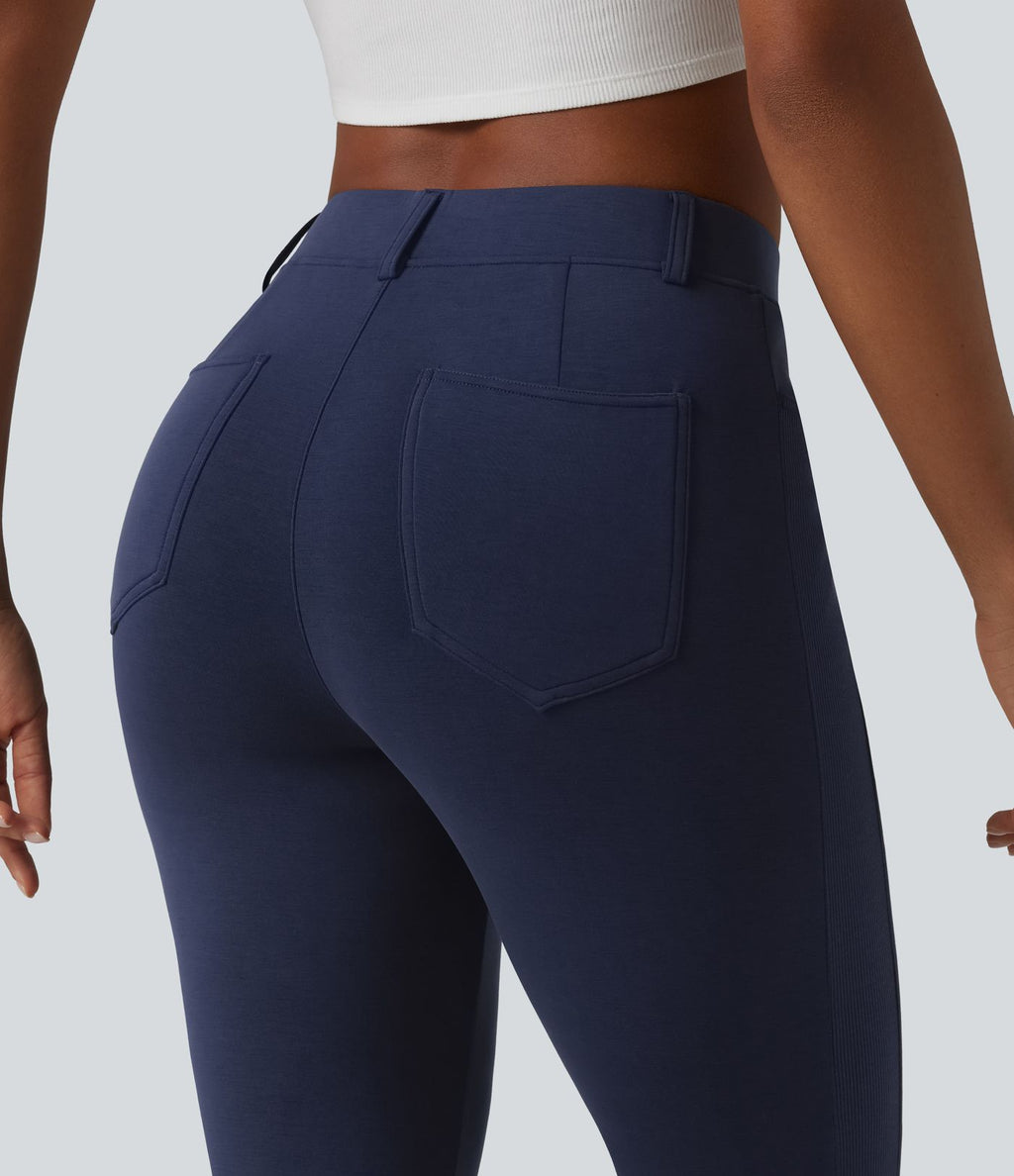 SpacerTek™ Pantalon casual skinny taille mi-haute avec poches