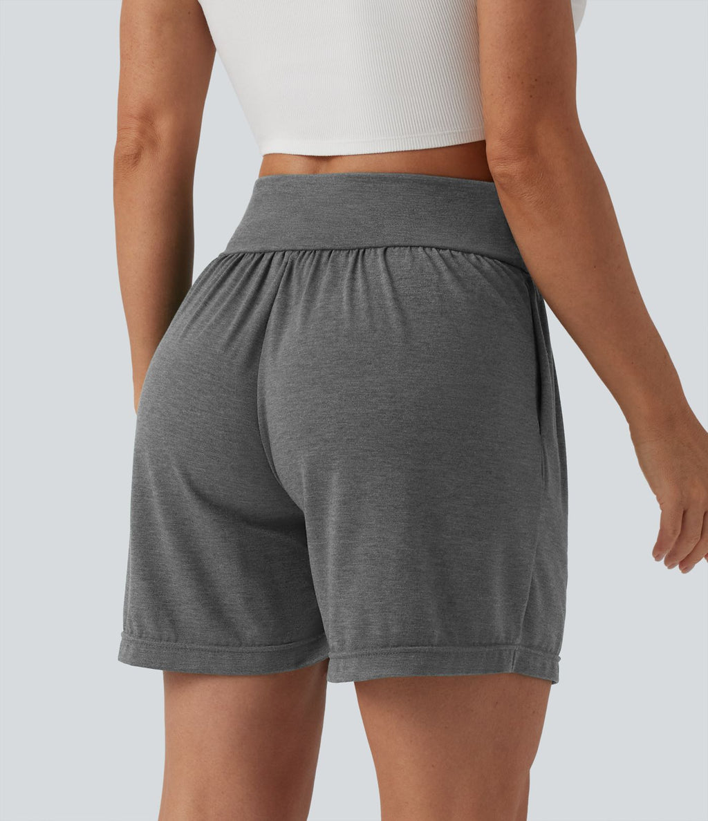 Short décontracté croisé taille haute 12,5 cm avec poches