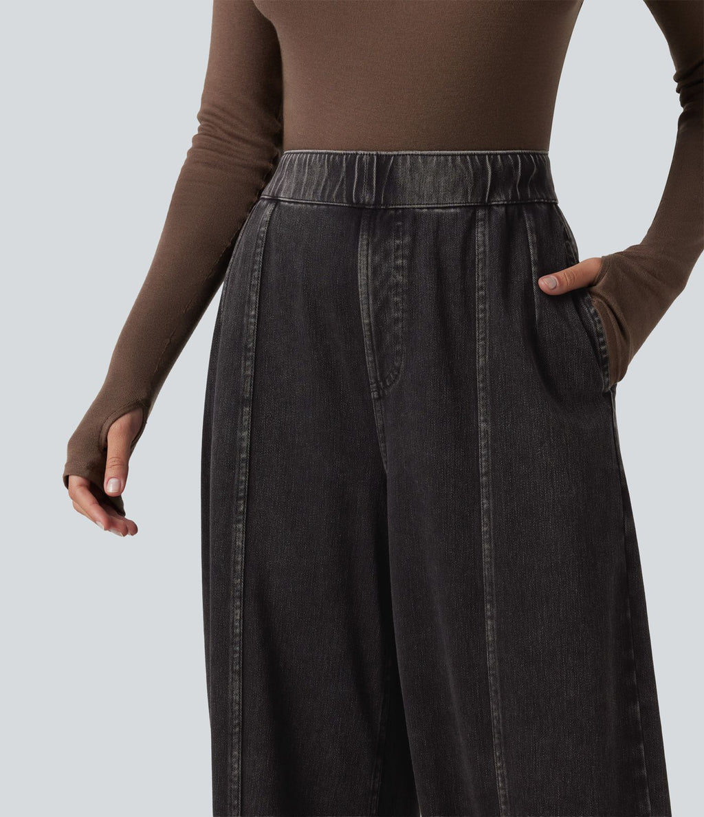 Jean barrel casual taille haute Halara Flex™ à poches