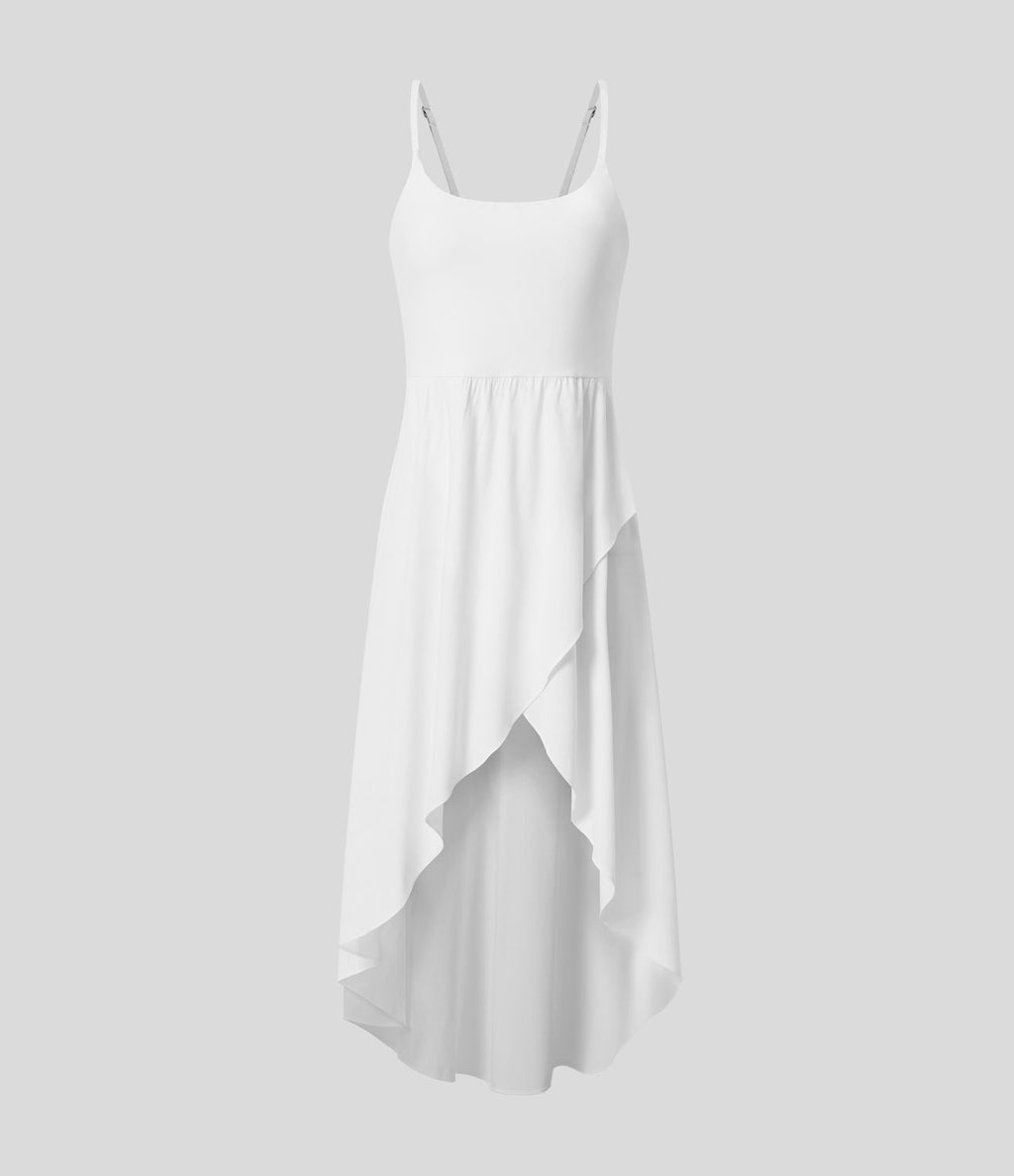 Breezeful™ Robe Casual 2 Pièces Dos Nu Haut Bas Poche Latérale Fluide Séchage Rapide