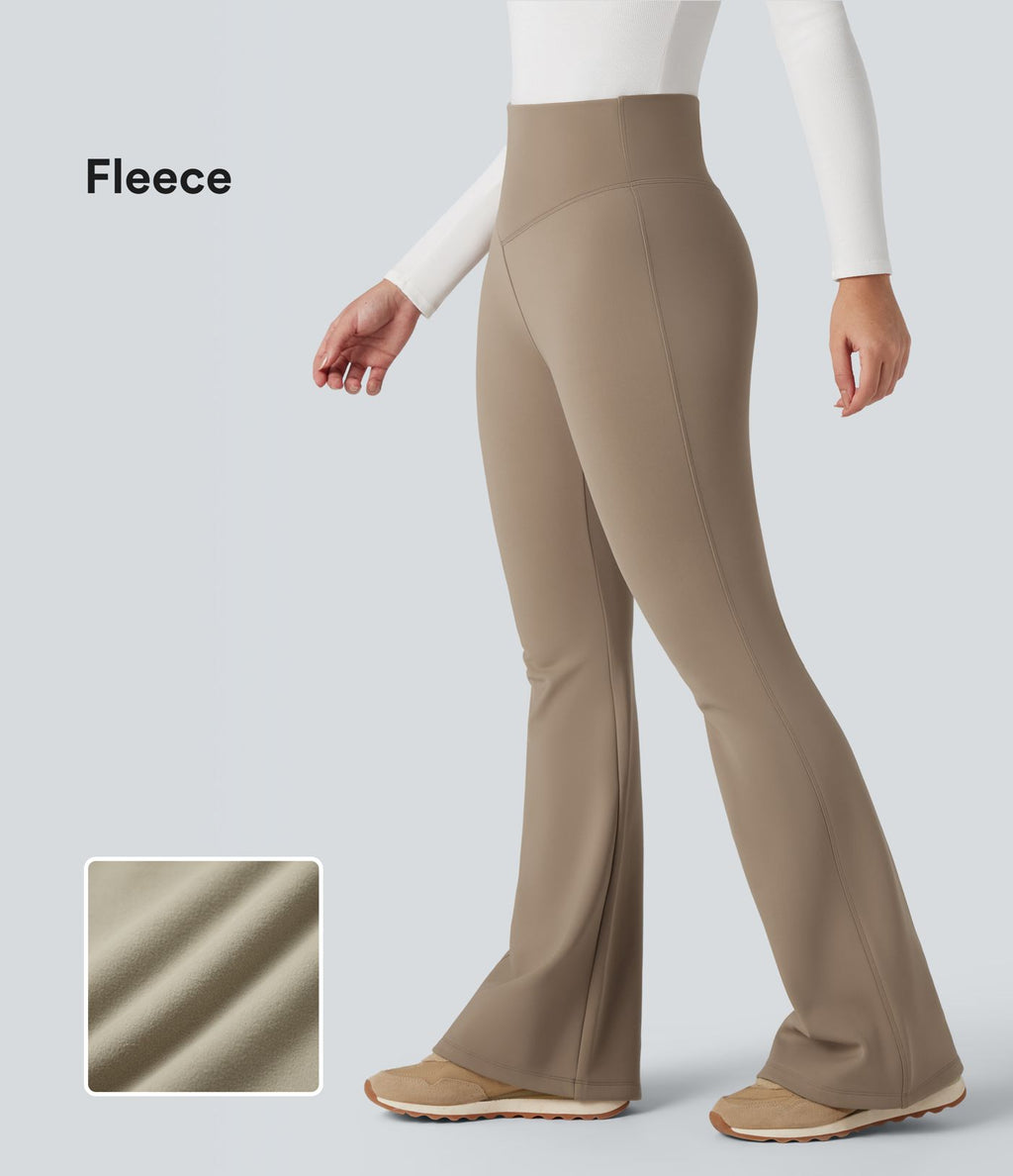 Pantalon yoga évasé polaire taille haute