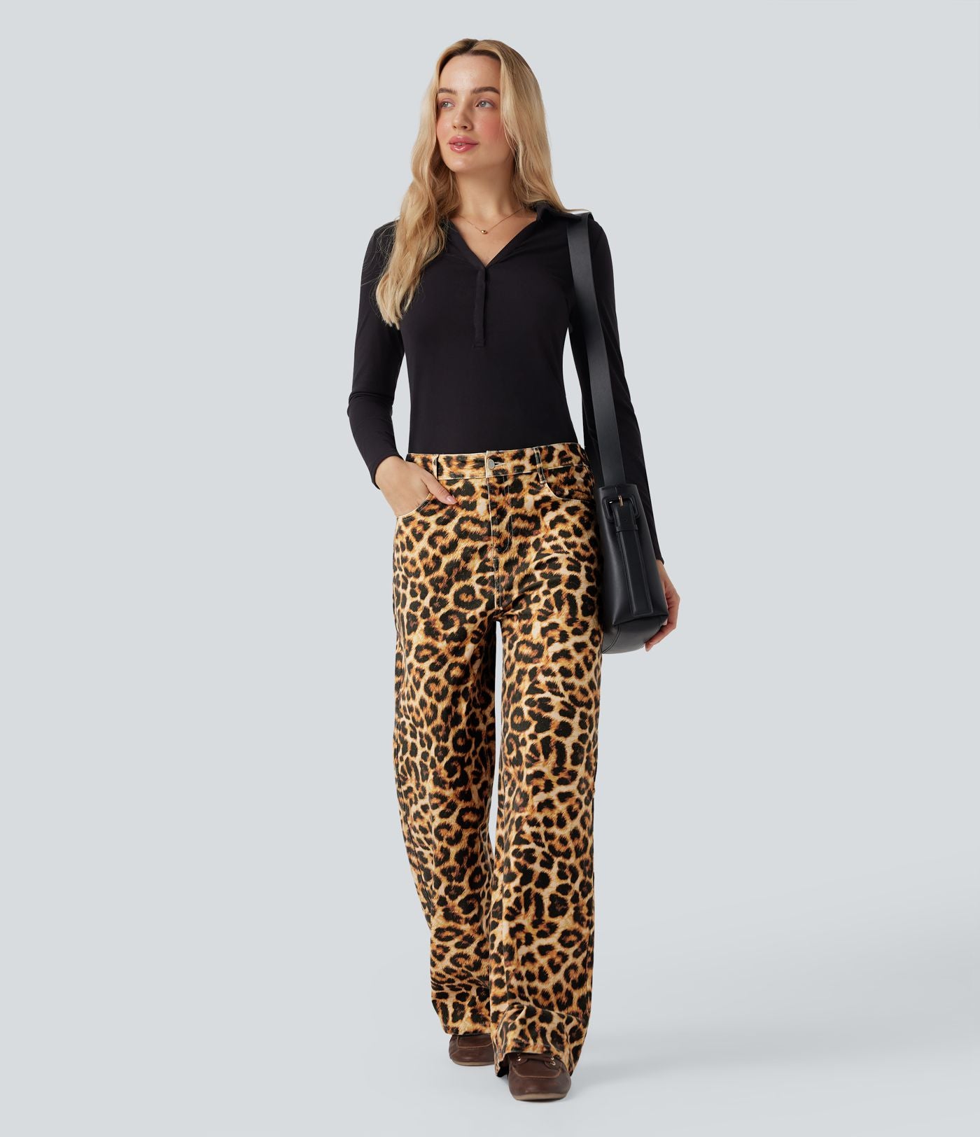 Jean baggy léopard Halara Flex™ taille mi-haute avec poches