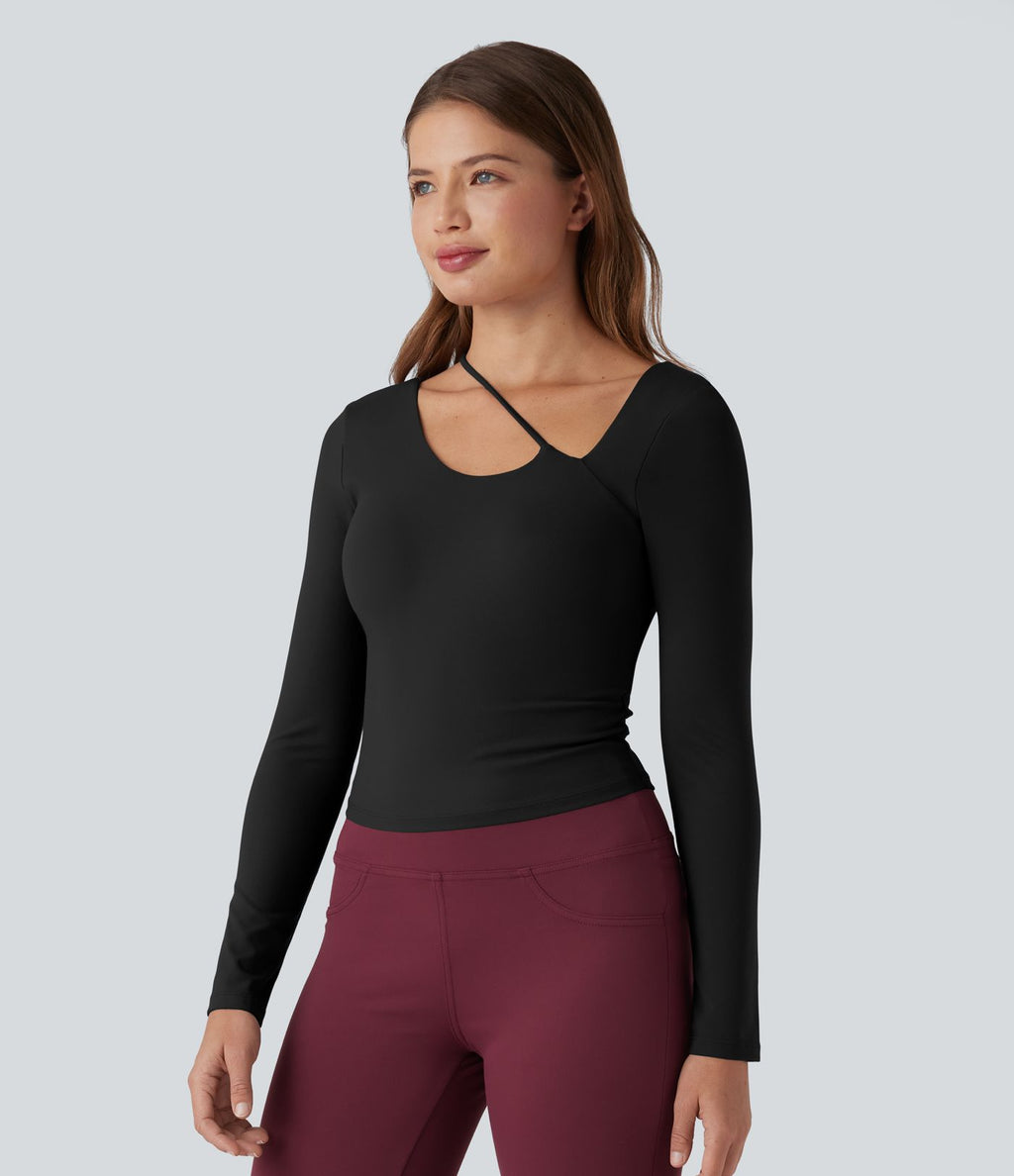 Haut de yoga SoftlyZero™ Plush push-up asymétrique à manches longues