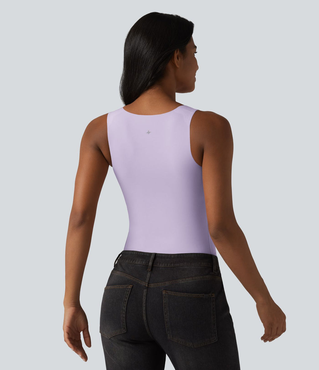Débardeur décontracté col carré avec soutien-gorge intégré bonnets B-E