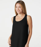 Robe fluide de vacances 2-en-1 col rond échancré sans manches asymétrique
