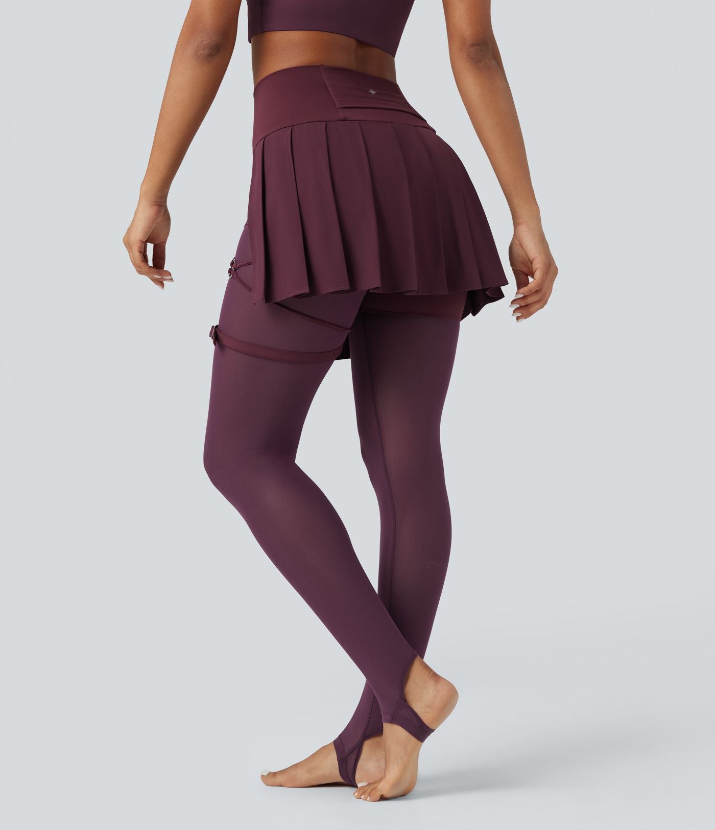 Legging à jupe étrier danse Breezeful™ 2-en-1 taille haute plissé résille contrastante séchage rapide avec poches