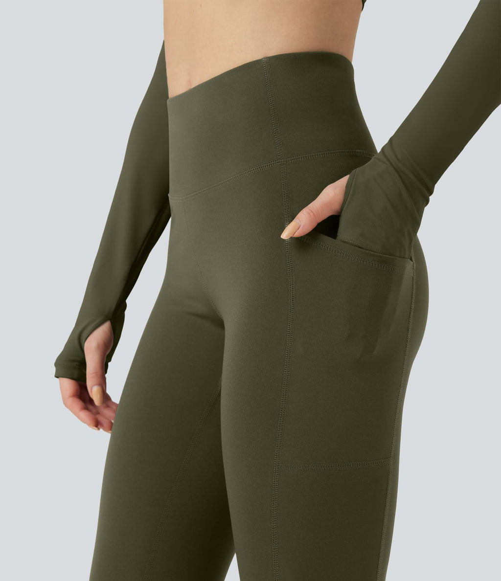 Legging de randonnée 7/8 résistant à l'usure taille haute avec poches